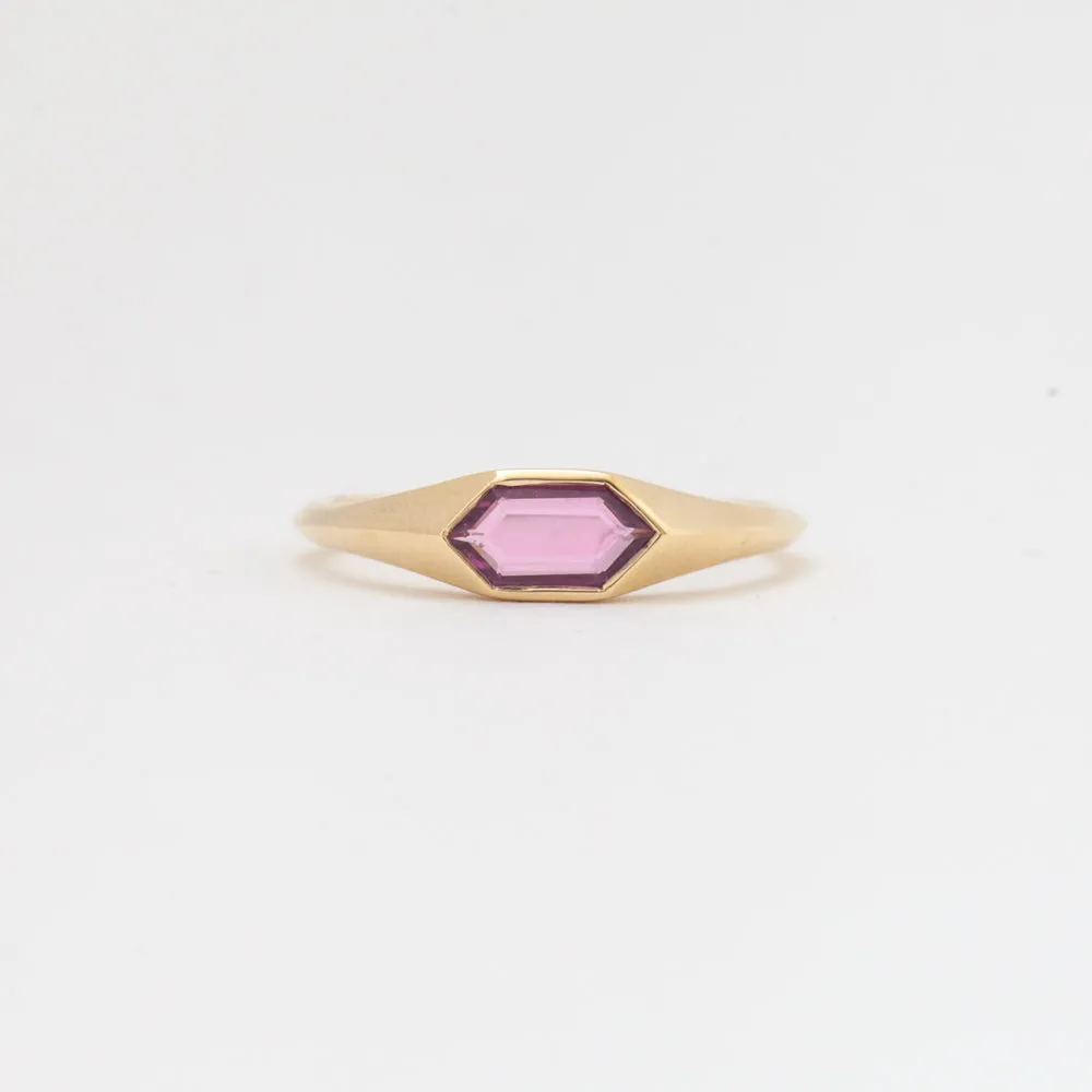 1.00 ct Pink Sapphire Hexagon Signet Ring