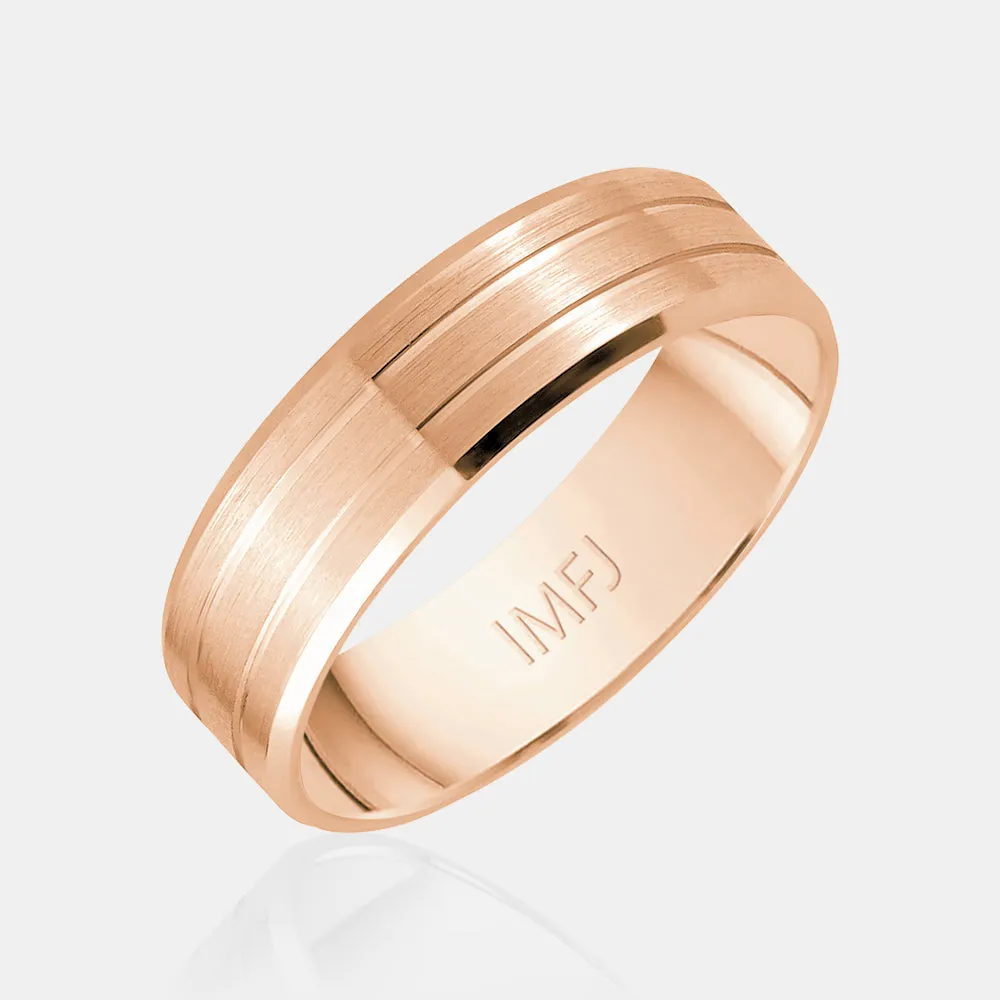 10K Matte Finish Double Line Wedding Band