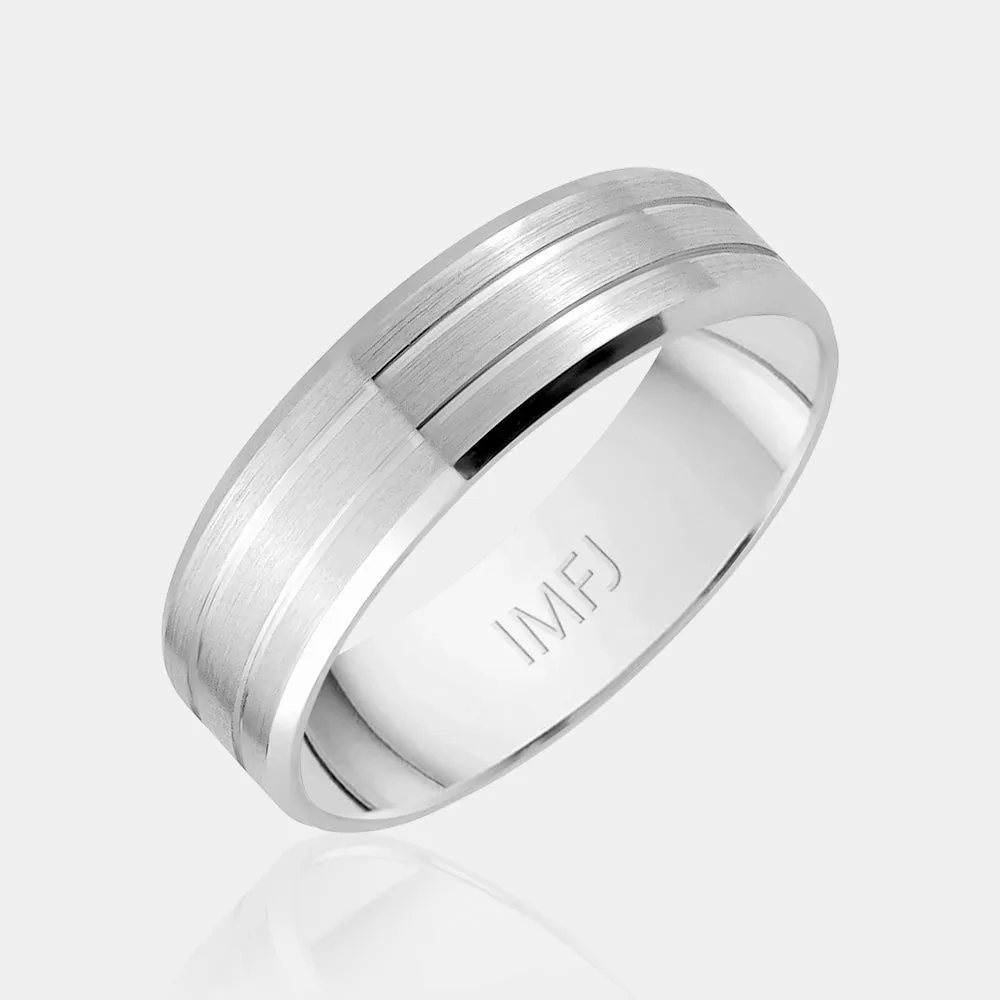 10K Matte Finish Double Line Wedding Band