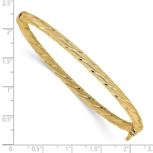 10K Yellow Gold Textured Twist Bangle