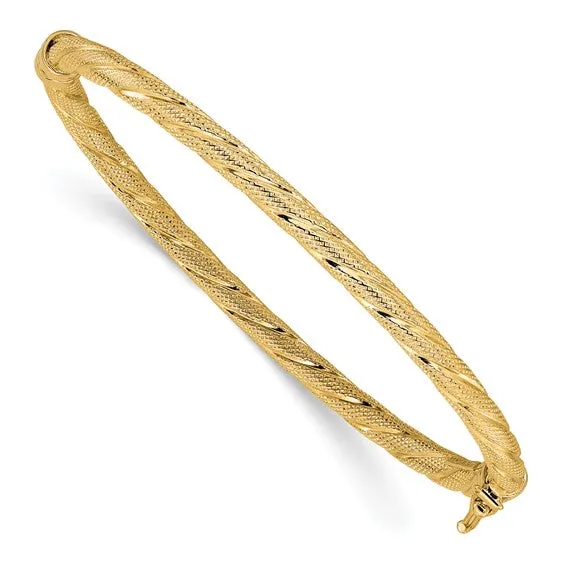 10K Yellow Gold Textured Twist Bangle