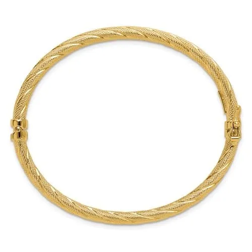 10K Yellow Gold Textured Twist Bangle