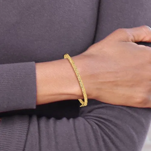 10K Yellow Gold Textured Twist Bangle