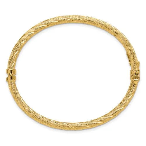 10K Yellow Gold Textured Twist Bangle