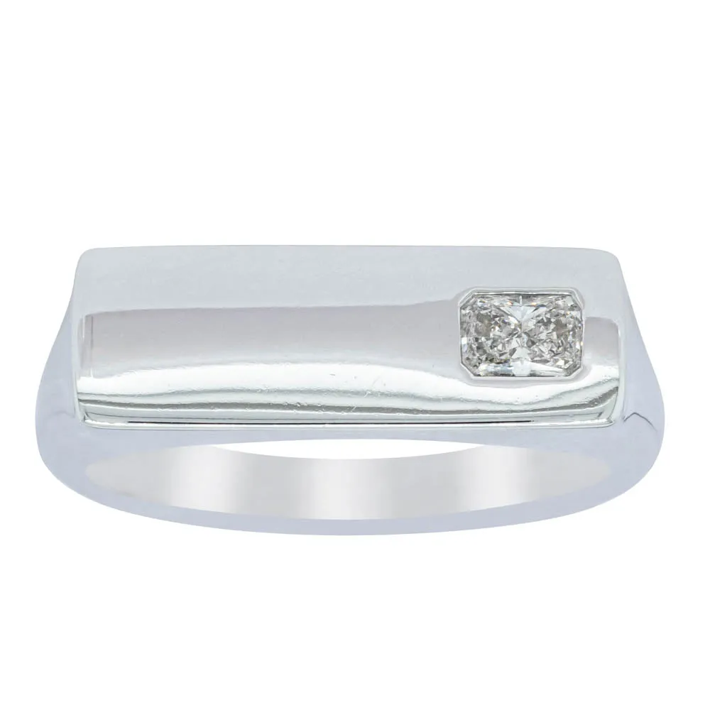 14ct White Gold Diamond Signet Ring