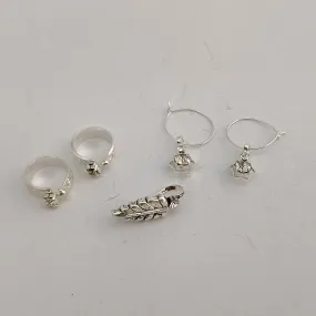 14Fashions Silver Plated Nose Ring And Earrings Jewellery Combo - 1003814