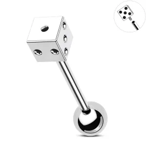 14G Internally Threaded Dice Shape Tongue Barbell Ring