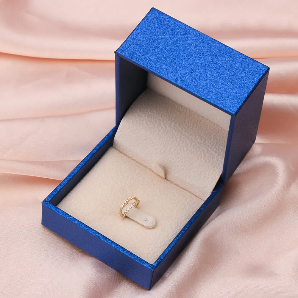 14K Gold 18G Double Row CZ Nose Ring