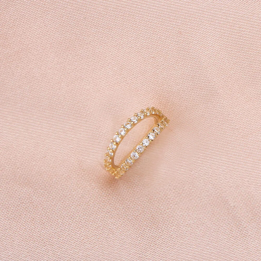 14K Gold 18G Double Row CZ Nose Ring