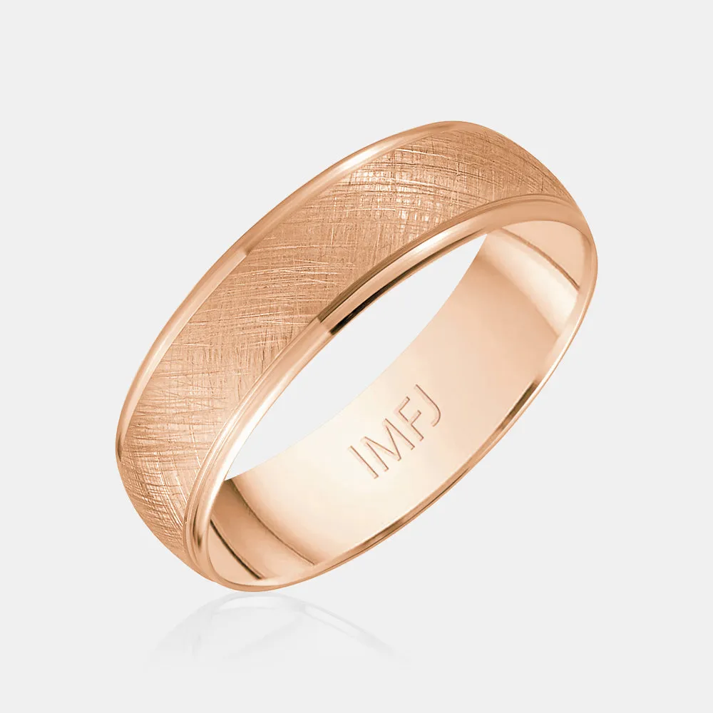 14K Satin Finish Rounded Wedding Band