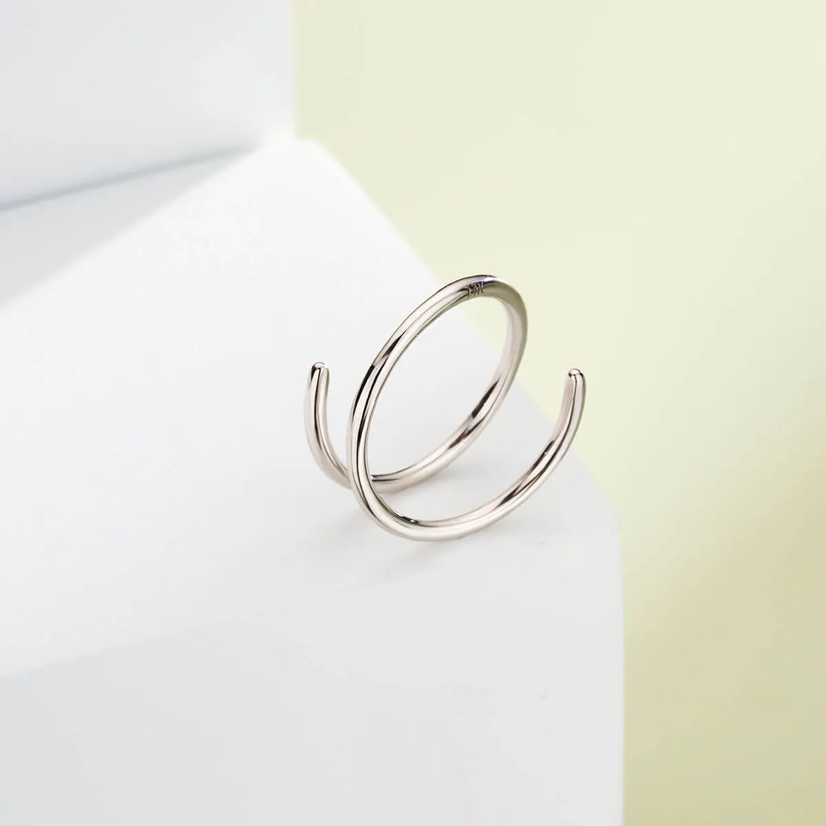 14K White Gold Double Hoop Nose Ring