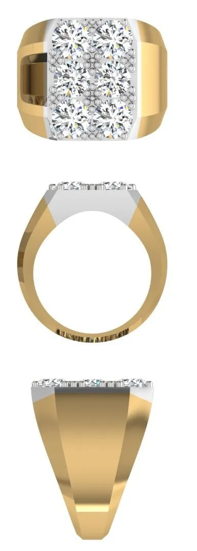 14K Yellow Gold Men's Signet Diamond Ring