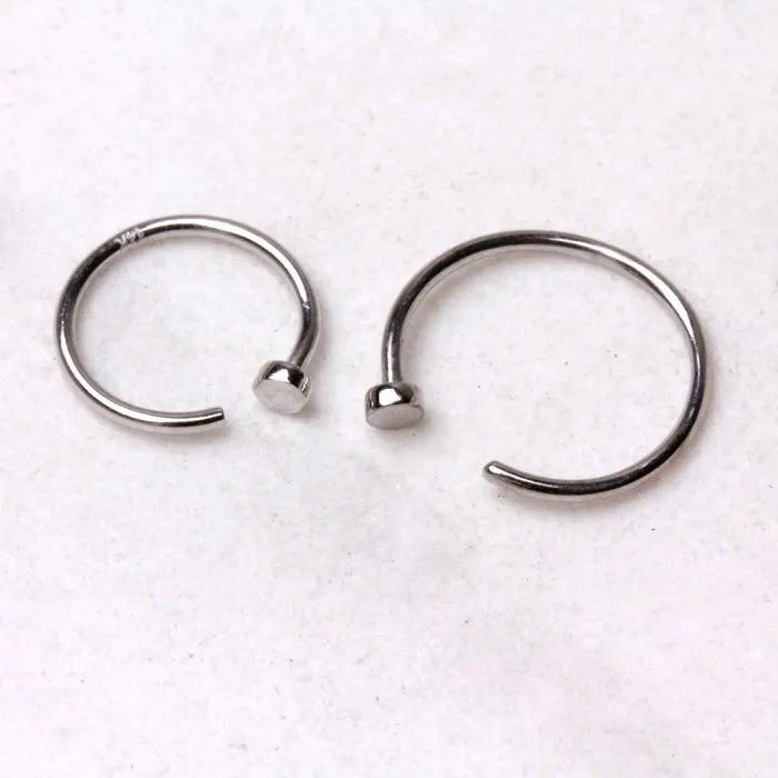 14Kt White Gold Nose Hoop Ring