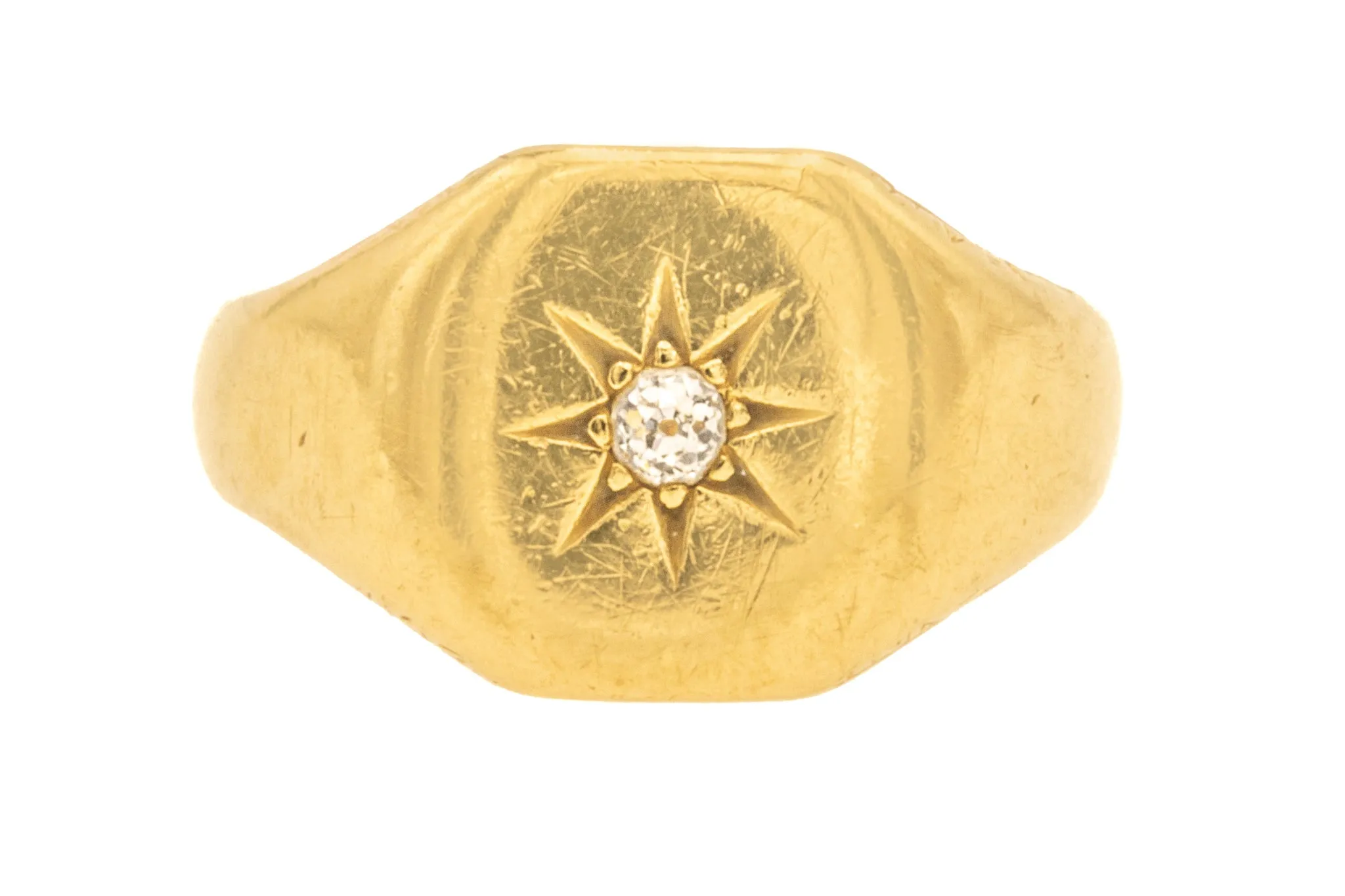 18ct Gold Diamond 'Star Set' Signet Ring