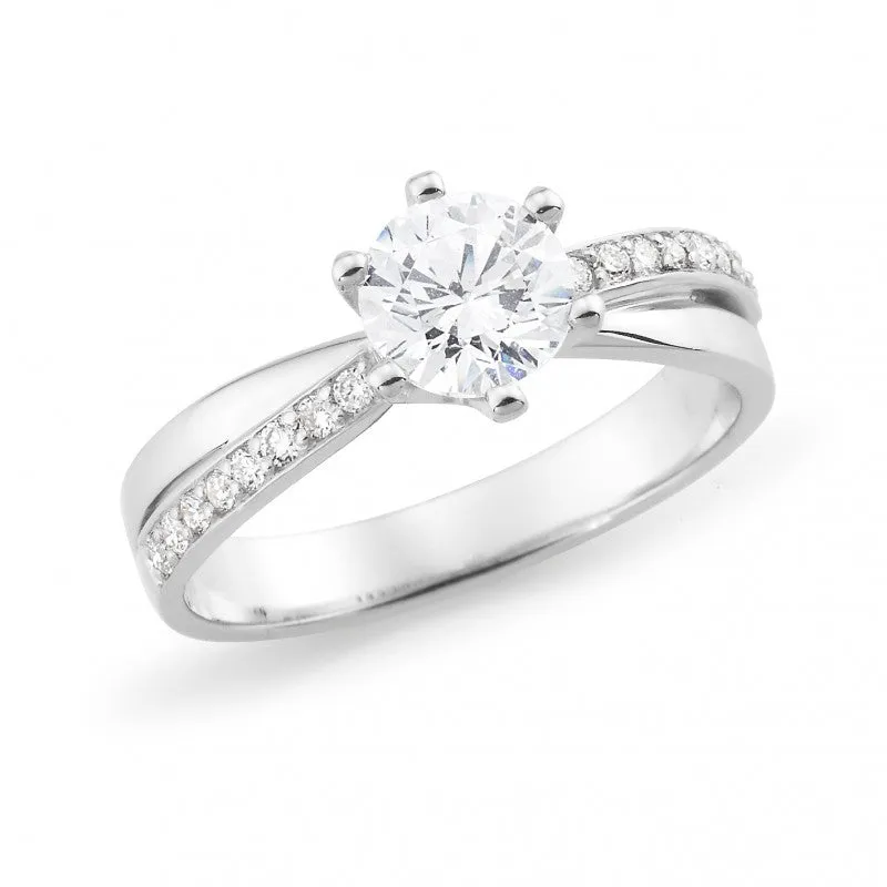 18CT White Gold Diamond Set Shoulder Stone Engagement Ring