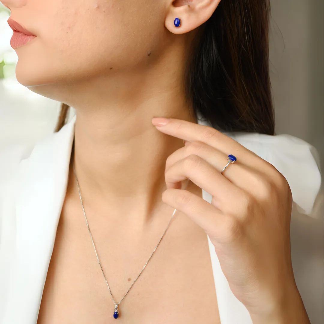 18K Gold Lapis Lazuli Combo Jewelry Set