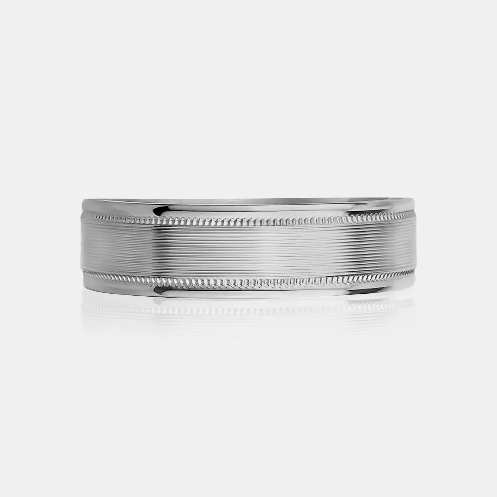 18K High Polished Multiple Lines with Milgrain Wedding Band