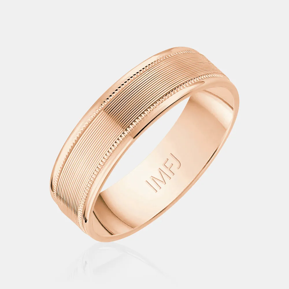 18K High Polished Multiple Lines with Milgrain Wedding Band