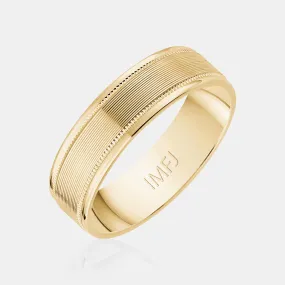 18K High Polished Multiple Lines with Milgrain Wedding Band