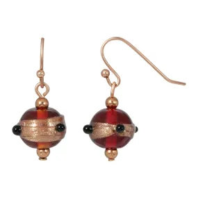 1928 Jewelry Brown Glass Bead Wire Drop Earrings