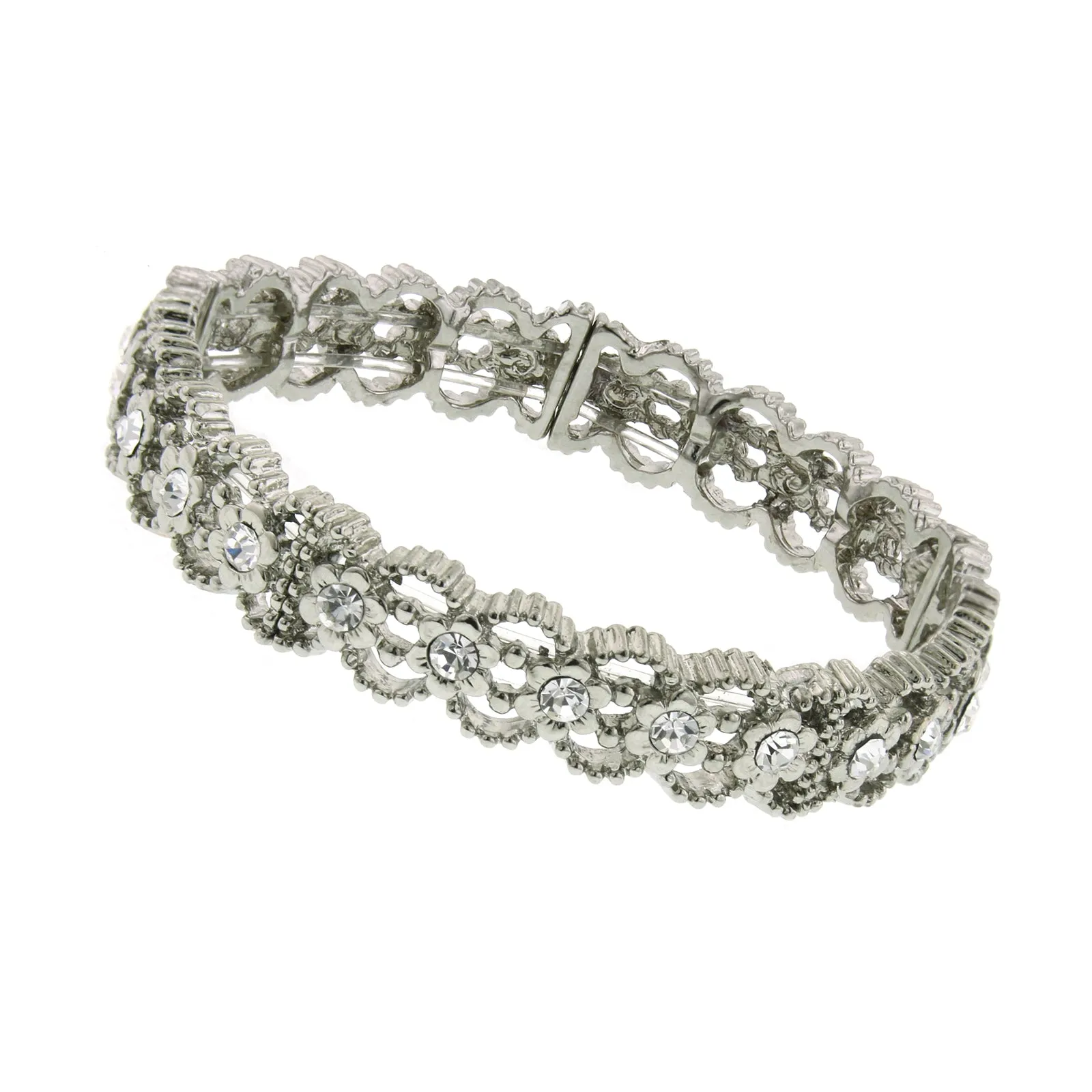 1928 Jewelry Crystal Clear Glam Stretch Bracelet