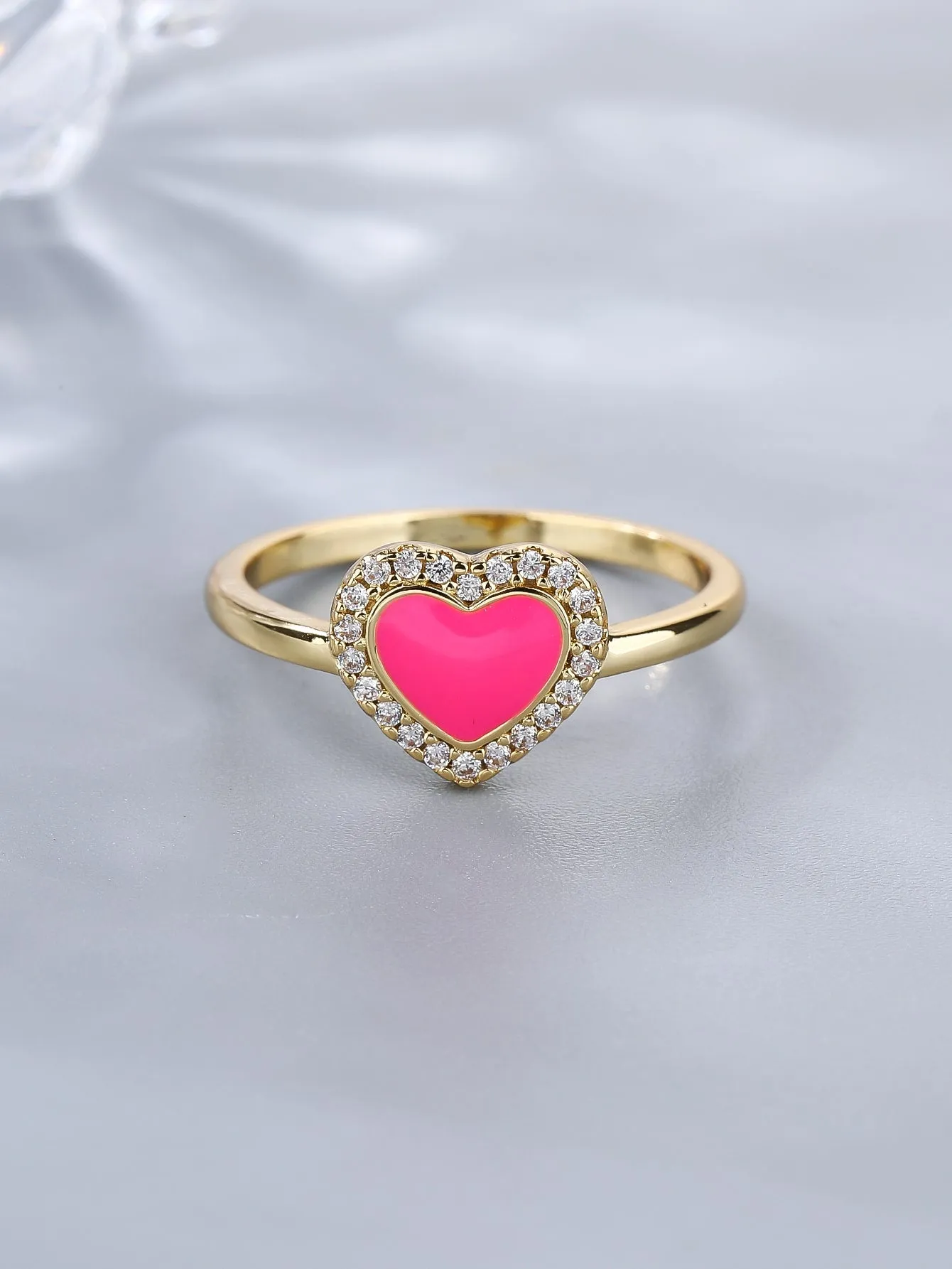 1pc New Arrival Fluorescent Heart Ring, Simple and Cool Womens' Index Finger Ring in Fluorescent Pink Color For Summer