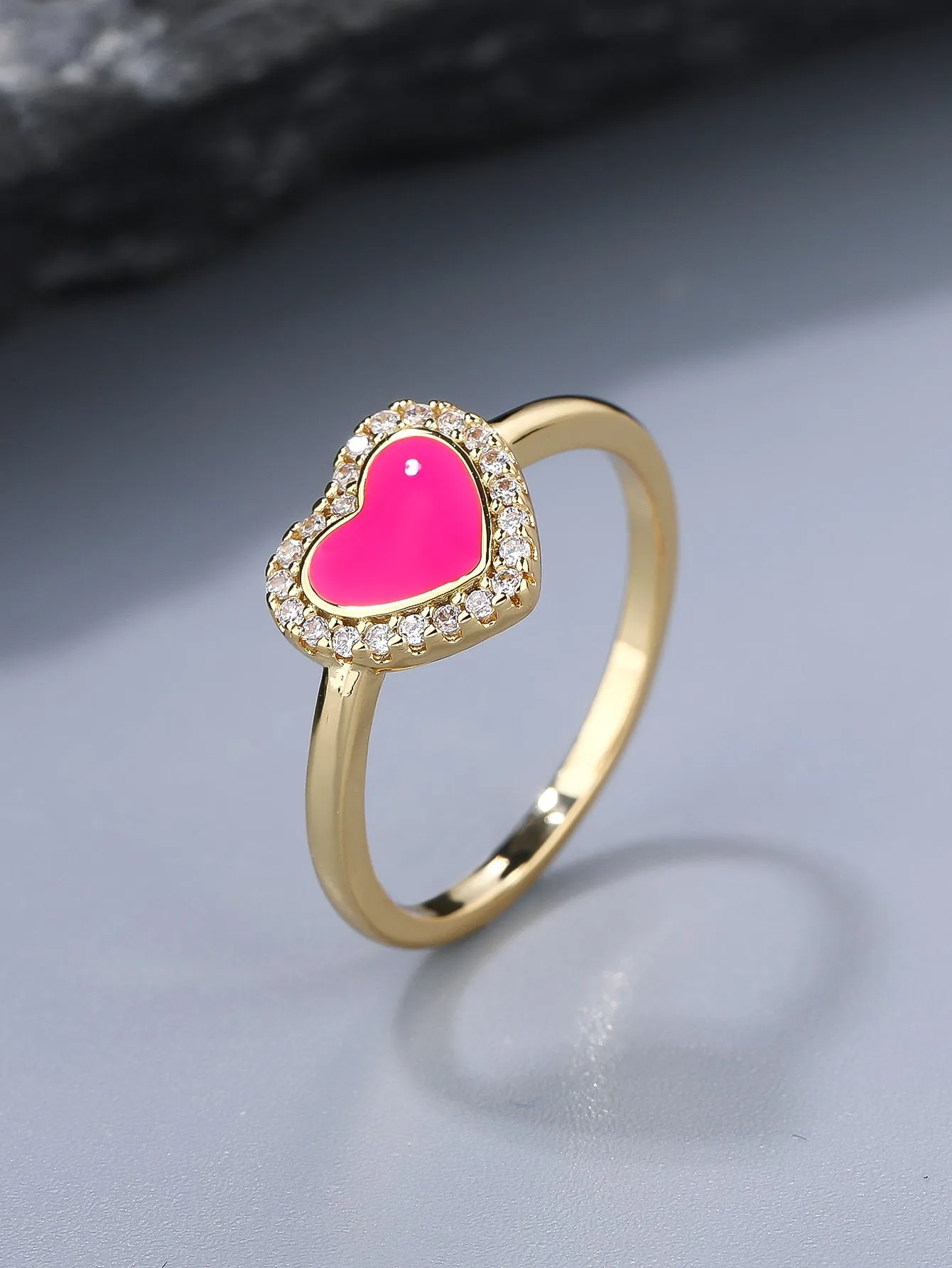 1pc New Arrival Fluorescent Heart Ring, Simple and Cool Womens' Index Finger Ring in Fluorescent Pink Color For Summer