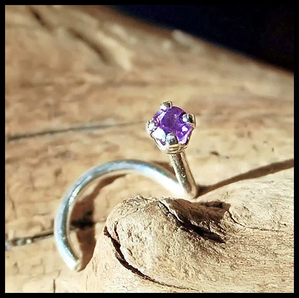 2mm Amethyst Nose Stud