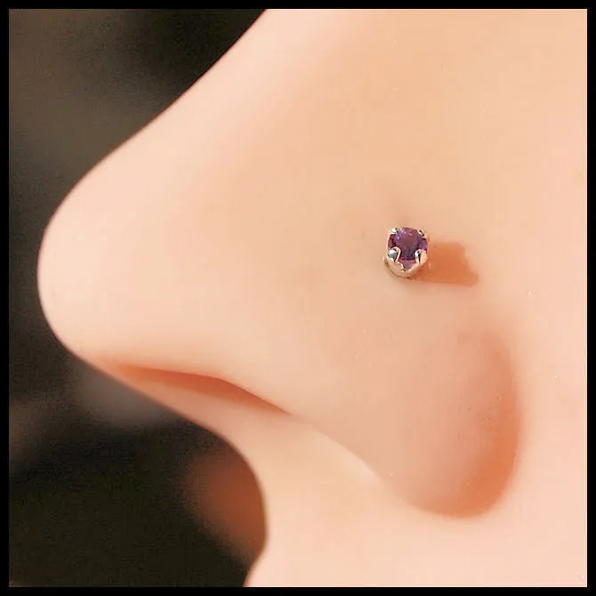 2mm Amethyst Nose Stud