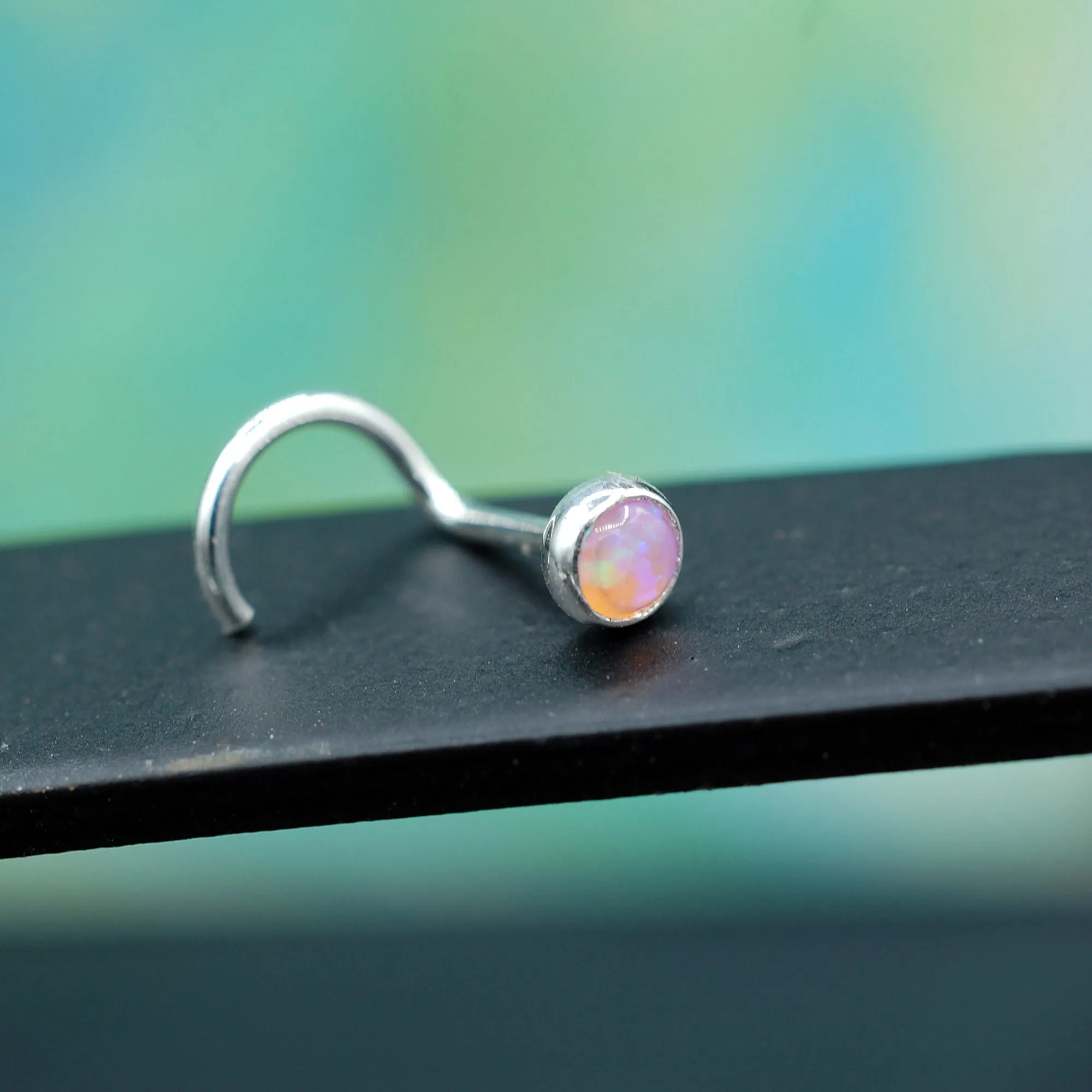 3mm Pink Opal Nose Stud