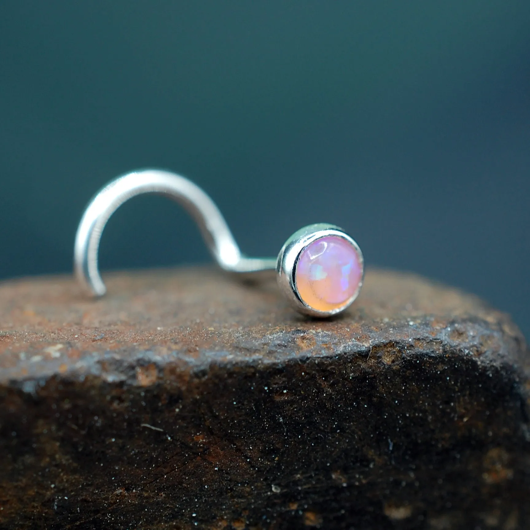 3mm Pink Opal Nose Stud