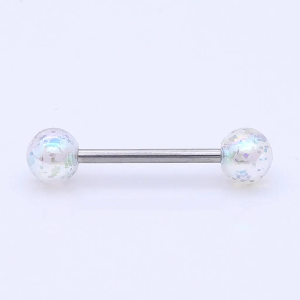 AB Coating Over Splash Acrylic Balls Tongue Barbell - AB