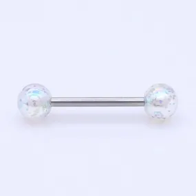 AB Coating Over Splash Acrylic Balls Tongue Barbell - AB