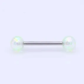 AB Coating Over Splash Acrylic Balls Tongue Barbell - Green