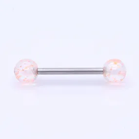 AB Coating Over Splash Acrylic Balls Tongue Barbell - Orange