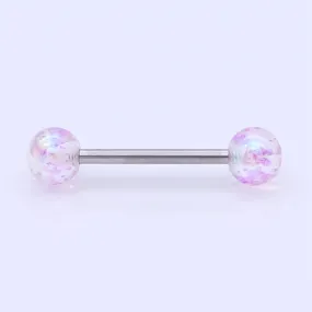 AB Coating Over Splash Acrylic Balls Tongue Barbell - Purple