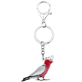 Acrylic Flying Major Mitchell's Cockatoo Bird Animal Keychains Jewelry