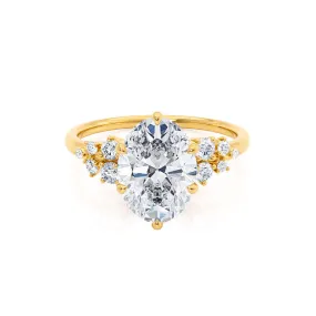 ALYA - Oval Diamond Starburst Cluster Shoulder Set 18k Yellow Gold Engagement Ring