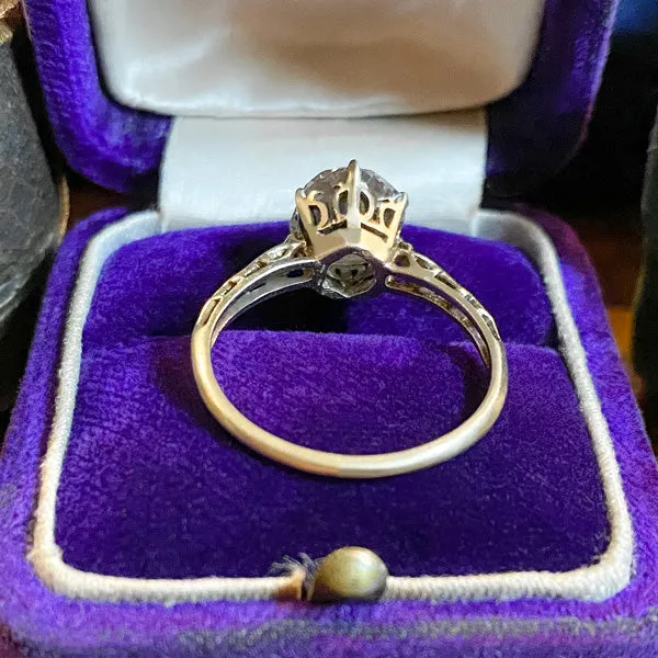 Antique Filigree Solitaire Engagement Ring, Cushion 2.40ct.