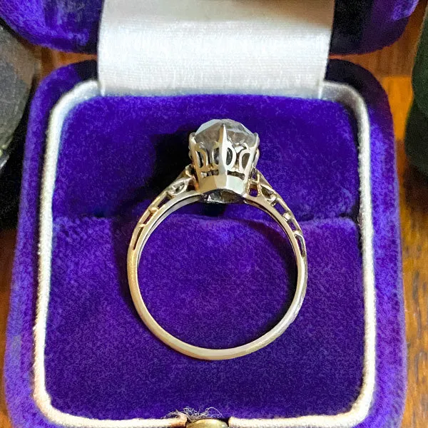 Antique Filigree Solitaire Engagement Ring, Cushion 2.40ct.