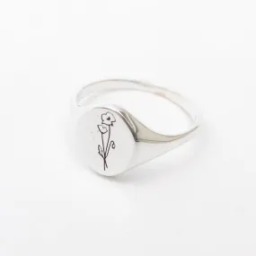 August Birth Flower Signet Ring