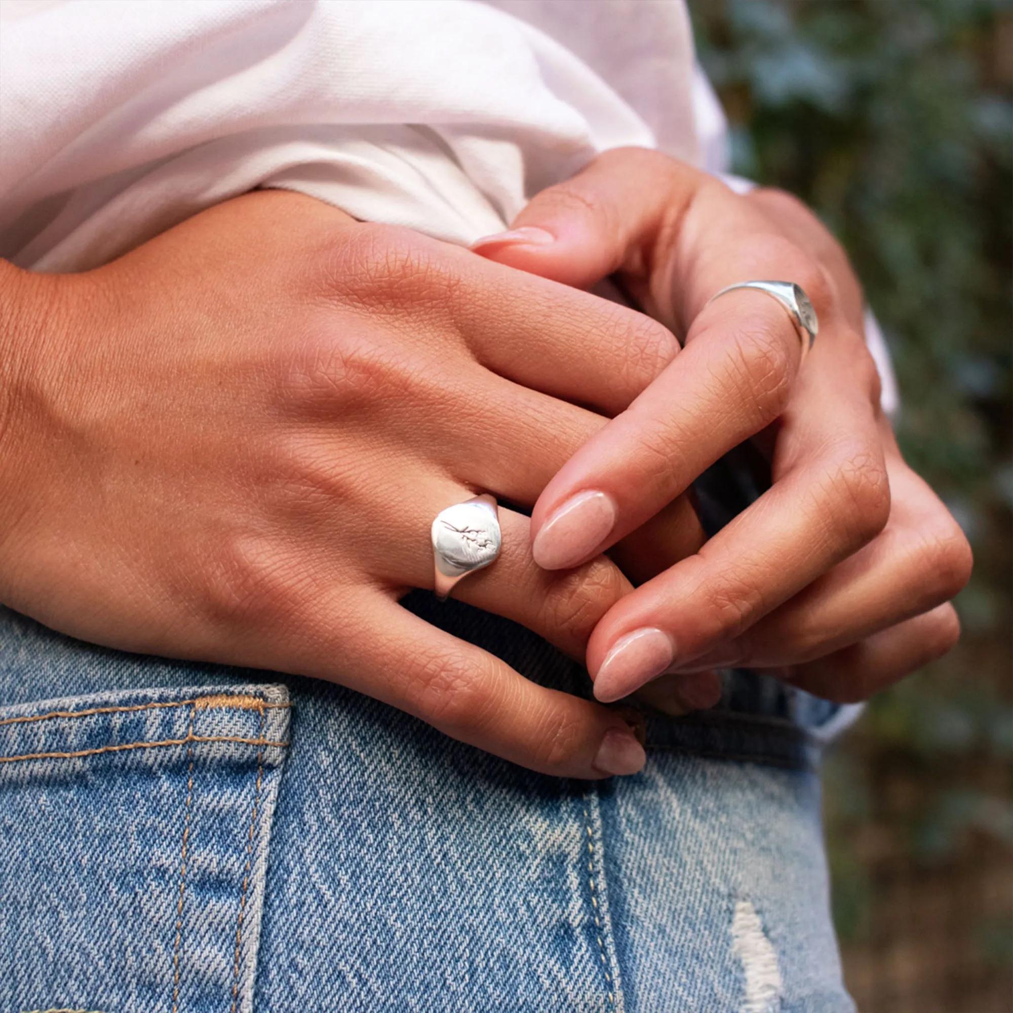 August Birth Flower Signet Ring