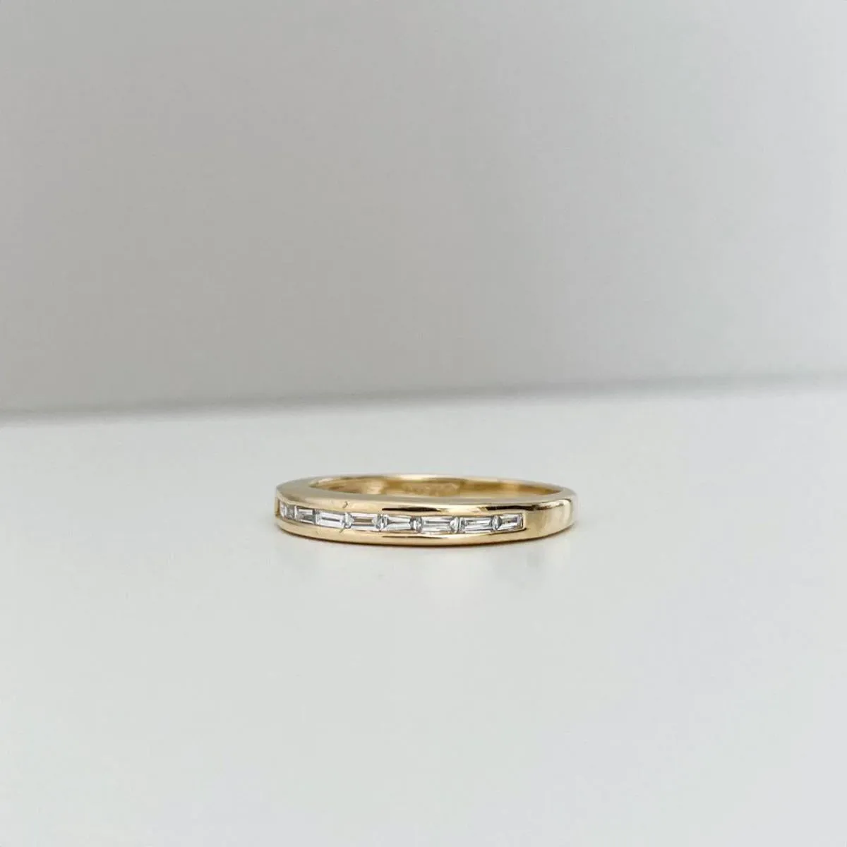 Baguette Ring / 14k Gold Stackable Baguette Diamond Women's Wedding Ring