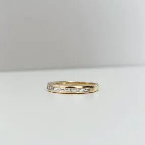 Baguette Ring / 14k Gold Stackable Baguette Diamond Women's Wedding Ring