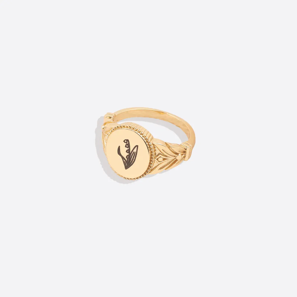 Birth Flower Signet Ring