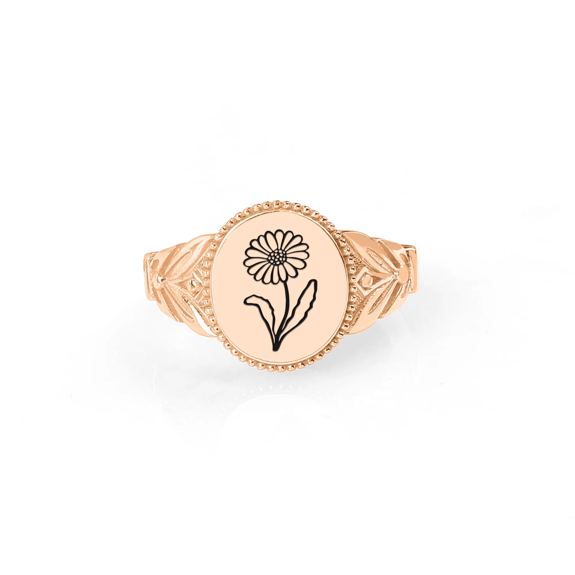 Birth Flower Signet Ring