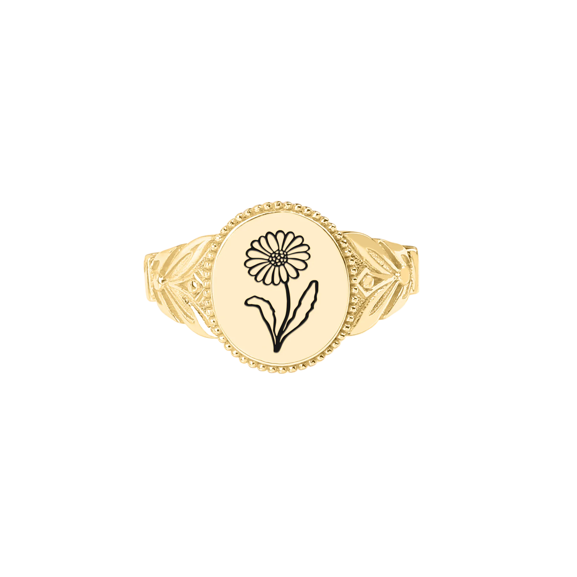 Birth Flower Signet Ring