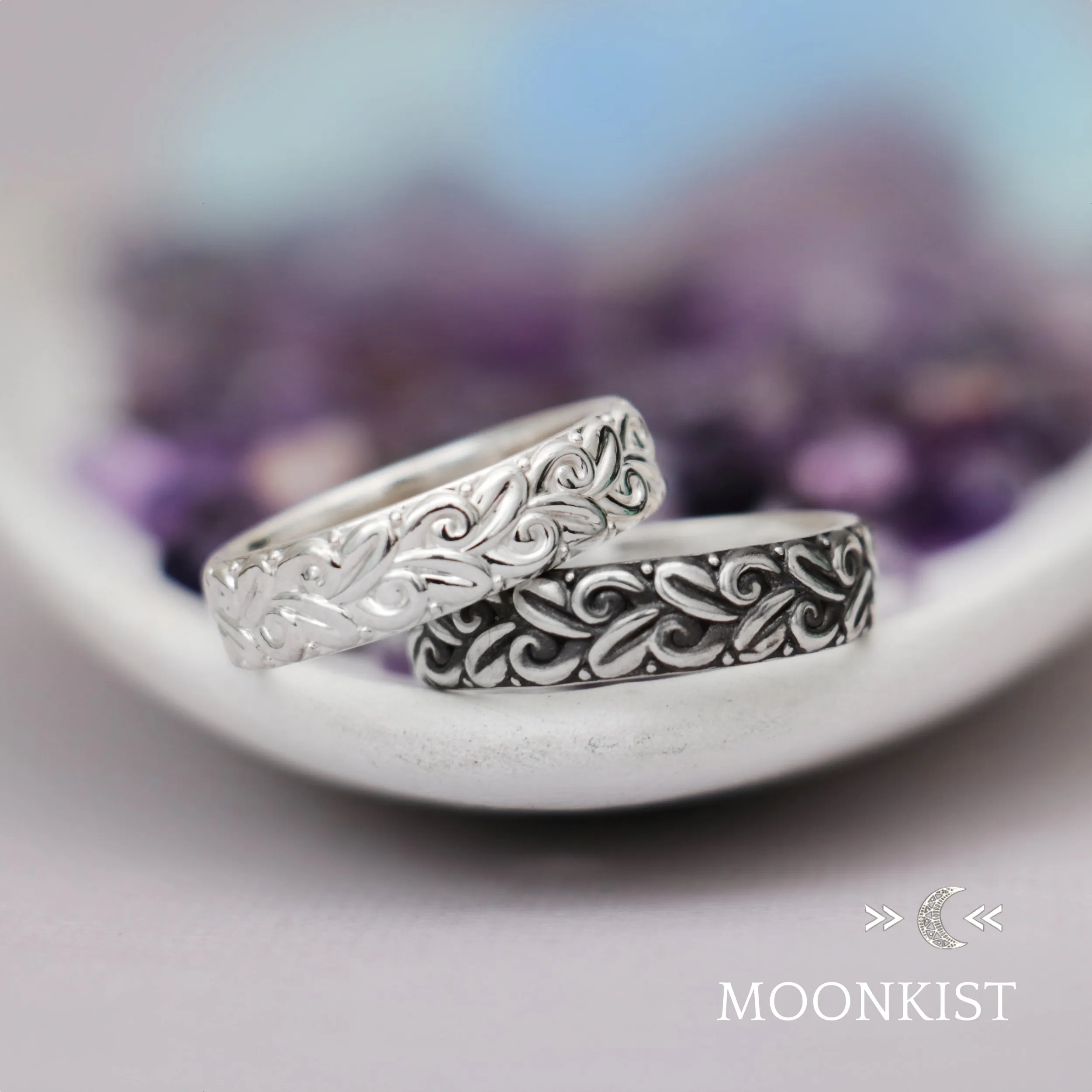 Botanical Leaf Pattern Wedding Band | Moonkist Designs