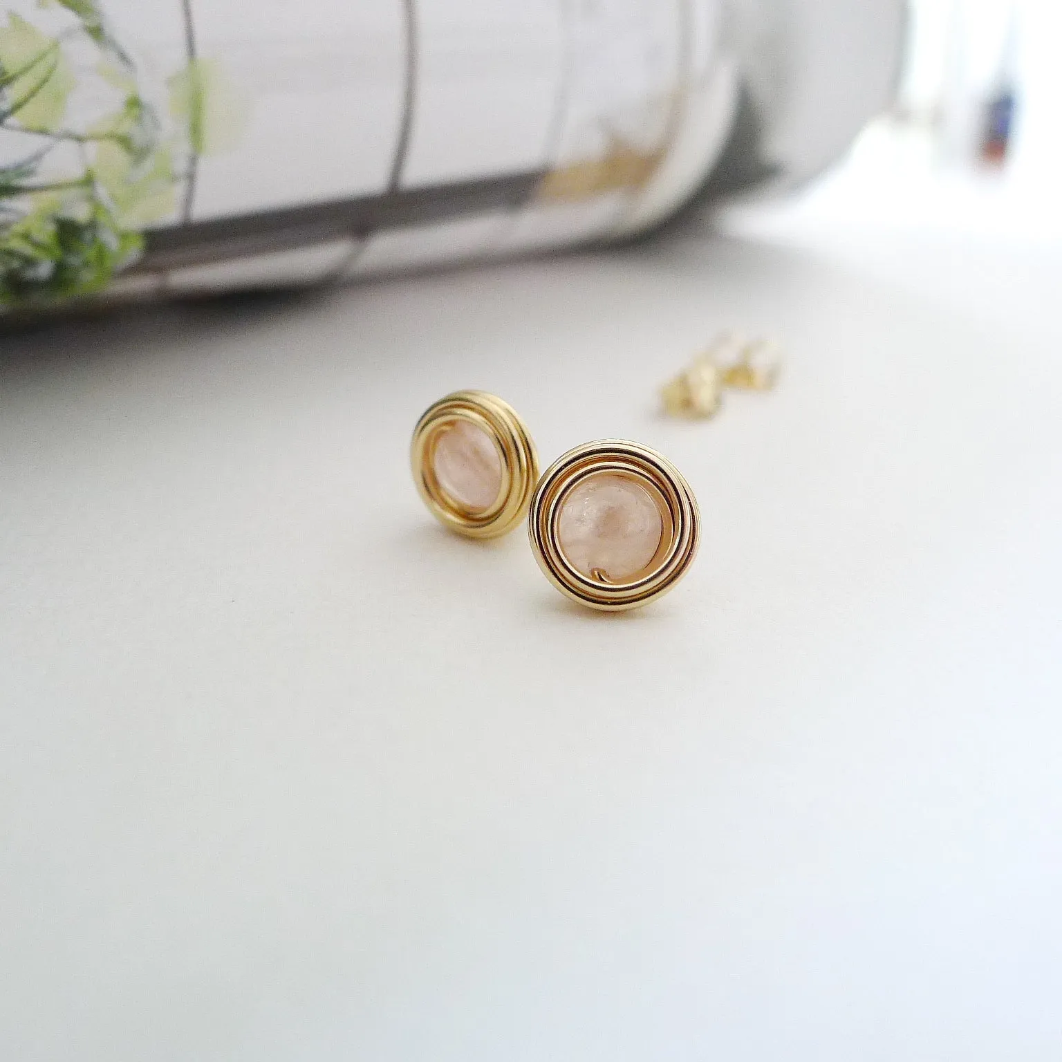 Branka Stud Earrings / Morganite