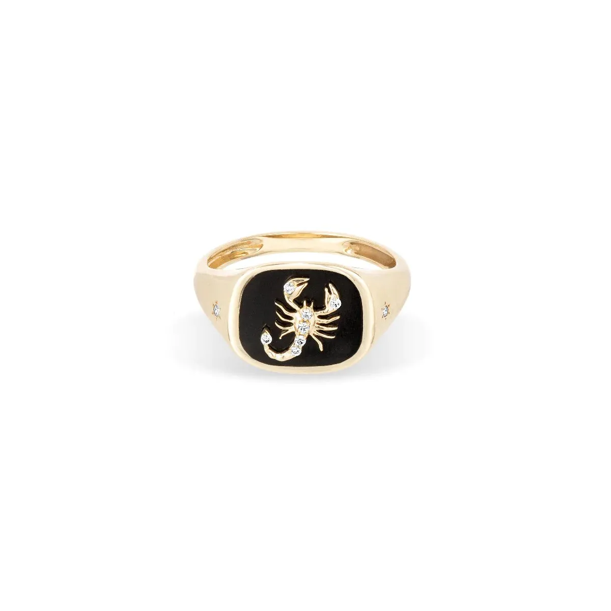 Ceramic & Diamond Zodiac Signet Ring